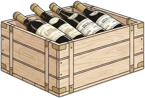 Caisse en bois de bouteilles de vin