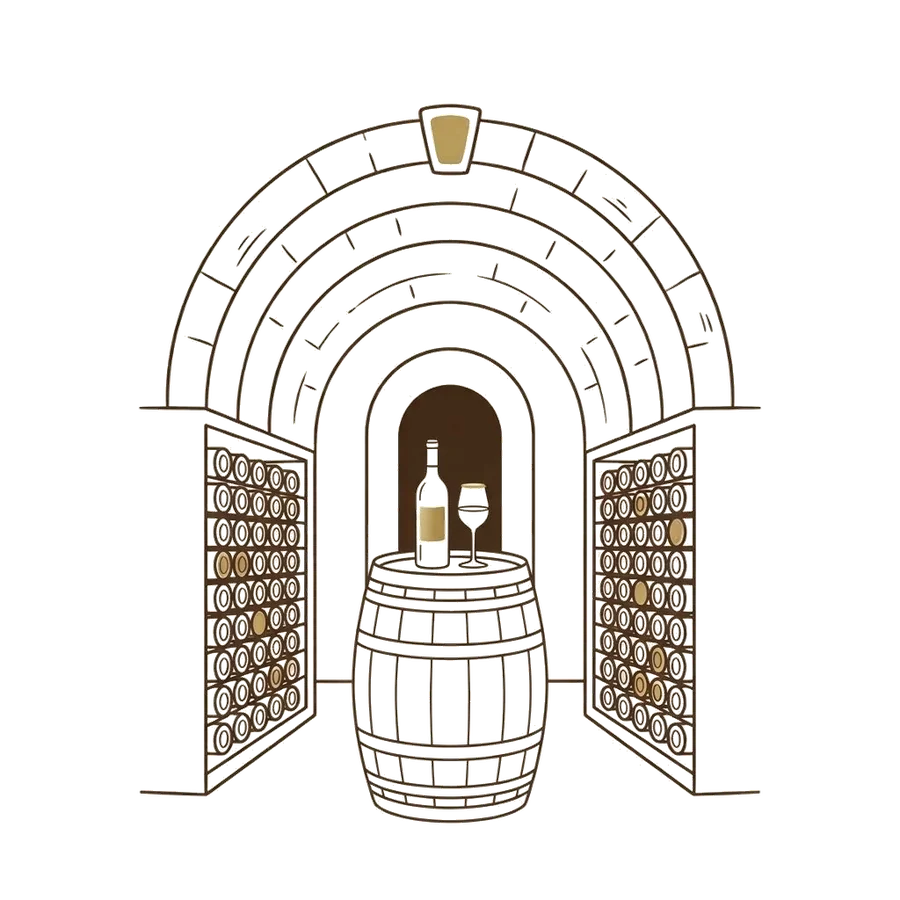 Illustration d'une cave à vins voûtée